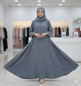 Ensemble Abaya Hijab Kaki à Manches Longues, Robe Musulmane avec Boutons à Pompons, Tenue Modeste - Product Image 4