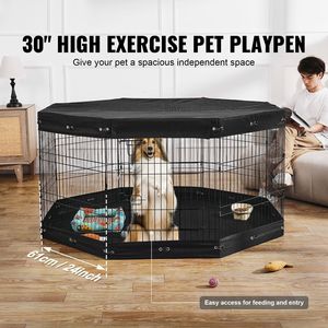 8 Pannelli per Recinto Pieghevole in Metallo per Cani, 76x61 cm, Solido XL, per Esercizio Indoor e Outdoor, con Tappetino Inferiore e Porta - Product Image 6