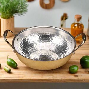 Kadahi en laiton poli à la main avec revêtement en acier inoxydable, couvercle à double poignée, ustensile de cuisine vintage Kadahi - Product Image 2