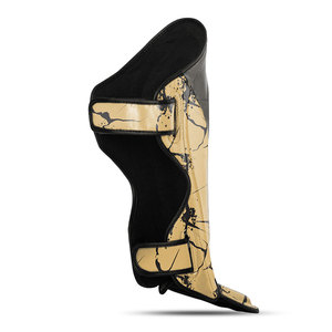 Espinilleras Venomous Golden Line con estampado craquelado de cuero para MMA, Muay Thai, Kickboxing, protección de piernas profesional ajustable - Product Image 2