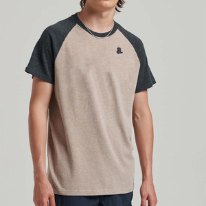 Camiseta de Manga Corta Raglán para Hombre, Personalizada, Lisa, de Dos Colores, Talla Grande, Transpirable, de Algodón y Fibra de Bambú, 220g, Corte Regular, de BE DOT GARMENTS ENTERPRISES - Product Image 1