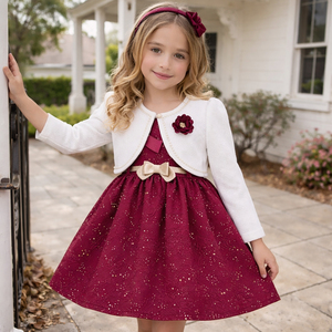 Robe de princesse à volants pour filles avec <span class=keywords><strong>boléro</strong></span> à manches longues, élégante robe de cérémonie pour enfants, robe de fête d'anniversaire, robe de mariage, boutique de vêtements pour enfants, OEM - Product Image 1