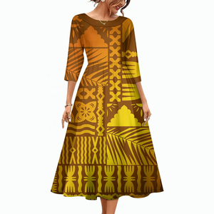 Robe formelle pour femme, style designer, imprimé Sia, jupe personnalisée, motif tribal polynésien Samoa, décontractée, grande taille - Product Image 5