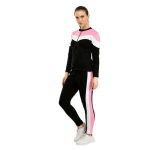 Women Color Block Tracksuit Set Zip Up Stand Collar Jacket and Full Length Leggings Outfits A - Product Image 4