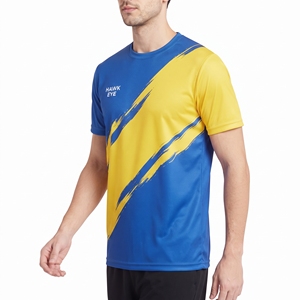 เสื้อยืดกีฬาผู้ชายแบบสั่งทำพิเศษ พิมพ์ลายแบบซับลิเมชั่นเต็มตัว ระบายอากาศได้ดี แขนสั้น เหมาะสำหรับออกกำลังกาย วิ่ง และฝึกซ้อม - Product Image 3
