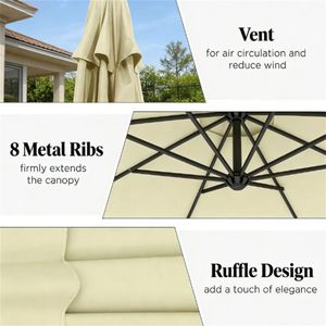 Ombrellone da Terrazzo Beige con Base per Uso Esterno e Cortile - Ombrelloni e Basi per Patio - Product Image 4