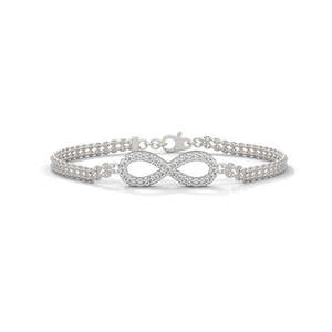 <b>White</b> Gold Rhodium Plated Infinity Round Zircon Charm <b>Bracelets</b> for Women Anniversary Gift - Product Image 1