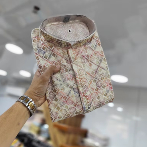 LUCKHNOWI Kurta Pijama para Hombre, Bordado de Pollo, Tela de Viscosa y Rayón, Secado Rápido, Formal, para Fiesta o Boda, Corte Regular - Product Image 1