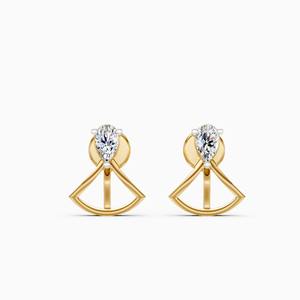 Boucles d'oreilles clous géométriques en forme de poire avec diamants de laboratoire de 0,18 carat en or jaune 9K, or blanc, or rose - Product Image 3