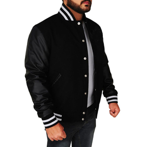 Latest Design Men's Stylish Varsity <b>Jacket</b> High Quality <b>Canvas</b> Stand Collar Baseball Letterman Work <b>Jacket</b> - Product Image 3