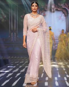 Designer Beautiful Sequence Embroidery C Pallu Work With Beautiful Tassel In Pallu Soft <b>Net</b> Saree With <b>Net</b> Blouse - Product Image 1