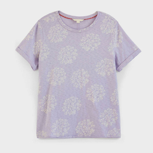 T-shirt à manches courtes pour femme, col rond, imprimé floral, coupe décontractée, 100% coton, respirant, tricoté, printemps-été - Product Image 2