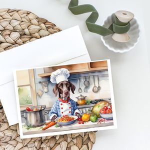 Whimsical German Shorthaired Pointer 'The Chef' Paquete de tarjetas de felicitación 8 Tarjetas de notas en blanco con sobres A7 Tamaño 5x7 - Product Image 2