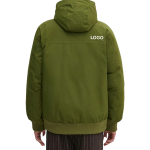 Veste matelassée à capuche pour homme, vert olive, avec garniture en fourrure, coupe-vent, manteau d'hiver décontracté, épais, rembourré en polyester, personnalisable OEM, marque privée - Product Image 5