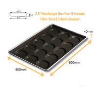 ATLAS STAR SN-1613 600x400 Plaque à hamburger/baguette 3,5 pouces 15 empreintes en aluminium Alusteel antiadhésive noire professionnelle pour la production en série