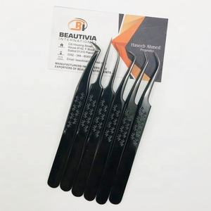 Pinzas de extensión de pestañas de acero inoxidable con Plasma negro con logotipo privado personalizado profesional Diseño de punta de volumen puntiagudo sostenible - Product Image 3