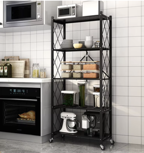 Foldable Metal Microwave Oven Storage <b>Rack</b> Multi Layer Kitchen Organizer No Installation Required - Product Image 3