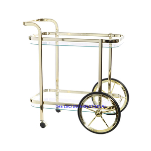 Chariot de service 3 niveaux en métal et bois de haute qualité pour intérieur/extérieur, chariot de rangement avec structure en fer pour salon - Product Image 6