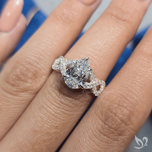 2CT Pear Cut Lab Diamond Engagement <b>Ring</b> IGI Certified Twisted Pave <b>Split</b> Band 10K White Gold - Product Image 4