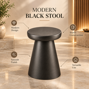 Minimalist Black Round <b>Stool</b> Modern Accent Seating Furniture for Living Room <b>Bedrooms</b> Lounge Entryway and Home Decor | Metalmark - Product Image 5