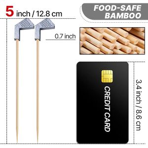 Set di 100 Spiedini Decorativi in Bambù da 4,7 Pollici per Cocktail, Antipasti, Bevande, Frutta, Sandwich e Decorazioni per Feste - Product Image 2