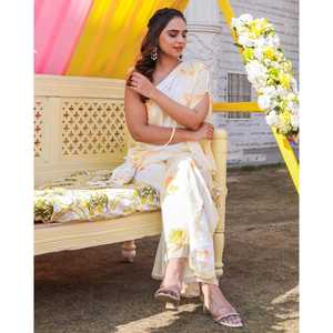 Conjunto de Kurta de Chifón Amarillo Tulipán con un Hombro Descubierto, Transpirable, para Primavera/Verano, Talla XS, Ropa Casual para Mujer - Product Image 5