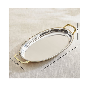 Stainless Steel Serving Tray Oval Shape for <b>Table</b> Centerpieces Cookies Snacks Server Plate Storage Organizer Tray - Product Image 5