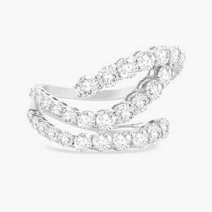 Bague Statement Diamant Tourbillon en Or Massif 14K 18K, Pavé de Diamants Ronds de Laboratoire, Bague Cocktail Unique de Créateur, Luxueuse, Cadeau pour Femme - Product Image 3