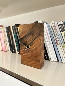 Horloge de bureau circulaire en bois, design moderne et minimaliste, mouvement à quartz silencieux, affichage à aiguilles, détection tactile, décoration pour bureau et salon - Product Image 2