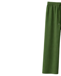 Pantalones Deportivos Anchos Color Verde Oliva para Mujer, Cintura Elástica con Cordón, Pantalones Casuales Holgados, Fabricante OEM, Suministro al por Mayor - Product Image 3