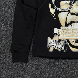 Sweat-shirts à capuche vintage imprimés pour hommes, en coton lourd 100 %, motif uni, style streetwear. - Product Image 4