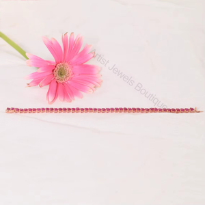 Natural <b>Ruby</b> Heart Tennis <b>Bracelet</b> 925 Sterling Silver Rhodium Plated Women's 13 Carats Fine Jewelry OEM ODM Wholesale Supplier - Product Image 4