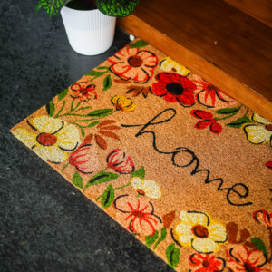 Tapis de porte BloomNest Floral Coco Brush, avec envers en PVC, sans AZO, résistant à la décoloration, tapis d'entrée extérieur, décoration intérieure - Product Image 2