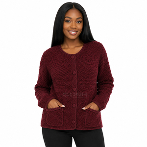 Cosh International Sisterhood Sorority Acrylic Knitted <b>Cardigan</b> Long Sleeve O-Neck Solid Color <b>Button</b> Closure Casual Autumn Wear - Product Image 3