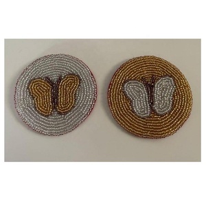 Glass Beads <b>Bee</b> Coaster Set 4 Handmade Weaving Multicolor Use Tea Coffee Mugs Dining Table Mats Home Festive Occasion <b>Gift</b> - Product Image 2