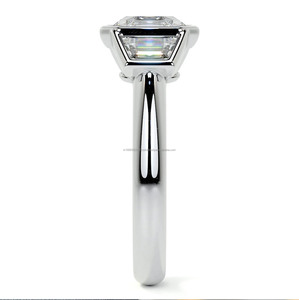 Three Stone Bezel <b>Set</b> Asscher Cut Hip Hop Cluster Engagement <b>Ring</b> Rhodium Plated 925 Sterling Silver Jewelry <b>Womens</b> - Product Image 6