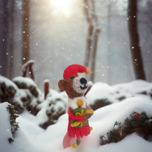 เครื่องประดับผ้าสักหลาดขนแกะเมอริโนเป็นมิตรกับสิ่งแวดล้อมขายดีทำมือน่ารักซานตาคริสต์มาสหมีของขวัญตกแต่งวันหยุดที่ไม่ซ้ำกัน - Product Image 3