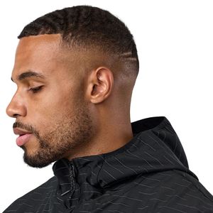 Mens Black <b>Reflective</b> Woven Hooded <b>Jacket</b> Lightweight Full Zip Windbreaker <b>Running</b> Training Outdoor Sportswear Coat - Product Image 2