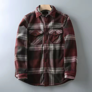 Chemise-veste en flanelle sherpa vintage de haute qualité pour hommes, grande taille, à carreaux, doublure épaisse pour la saison d'automne, service OEM disponible - Product Image 2