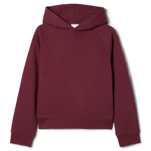 Sweat-shirts à capuche raglan pour filles, couleur bordeaux, 100% coton, manches longues, coupe ample, pour le jogging et la course en plein air - Product Image 1