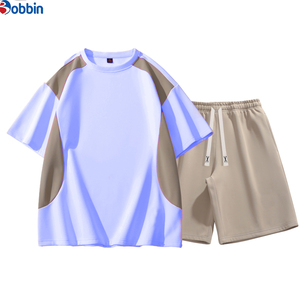Conjunto Corto Personalizado para Hombre, de Alta Calidad, Informal, a la Moda, Veraniego, Deportivo, con Bloques de Color, Cuello Redondo, Holgado - Product Image 6