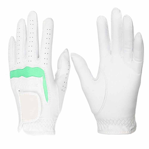 Gants de golf antidérapants en cuir Cabretta blanc avec fermeture à enfiler et sangle noire pour sports de plein air unisexes - Product Image 3