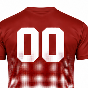 T-shirt de sport pour homme à manches courtes et col rond, imprimé par sublimation, dégradé rouge brique et blanc, personnalisé pour l'entraînement et la performance athlétique - Product Image 4