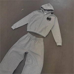 Conjunto de Sudadera con Capucha y Pantalones Deportivos para Hombre, Color Personalizado, Estilo Urbano Vintage, Algodón, con Cierre - Product Image 4