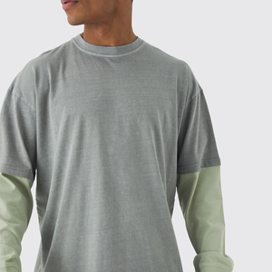T-shirts pour hommes à double manches effet délavé, les plus vendus, avec faible MOQ, en tissu doux, idéaux pour l'été et l'extérieur - Product Image 4
