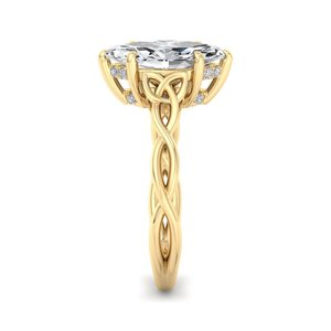 Anillo de boda clásico para mujer de plata de ley 925 con diamantes de moissanita talla marquesa y banda anudada - Product Image 4