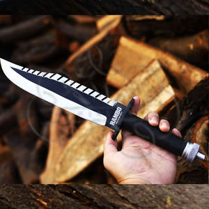 Cuchillo de Caza Bowie de Acero Inoxidable de Grado Industrial, Cuchillo de Camping con Borde Dentado y Punta de Clip, Personalizable OEM - Product Image 3