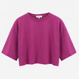Camiseta Corta de Algodón para Mujer, con Logotipo Personalizado, Estilo Holgado, Ropa Deportiva Informal y Moderna - Product Image 1