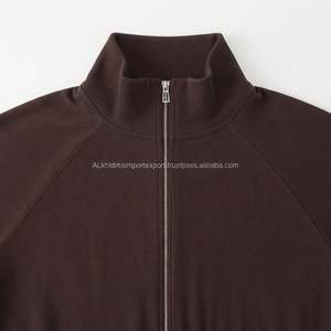 <b>Women</b> Oversized <b>Zip</b> <b>Up</b> Crop Sweatshirt Drop Shoulder Solid Color Knitted Polyester/Cotton Fabric Stand Collar Autumn Casual Wear - Product Image 4