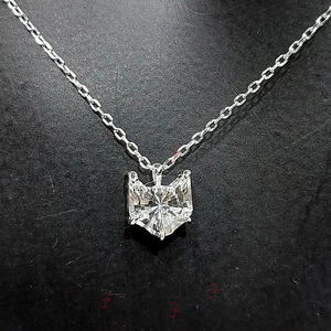 Collar con Colgante de Diamante Corte Asscher, Plata 925, Engaste de Garras, Estilo Clásico, Unisex, Uso Diario - Product Image 3